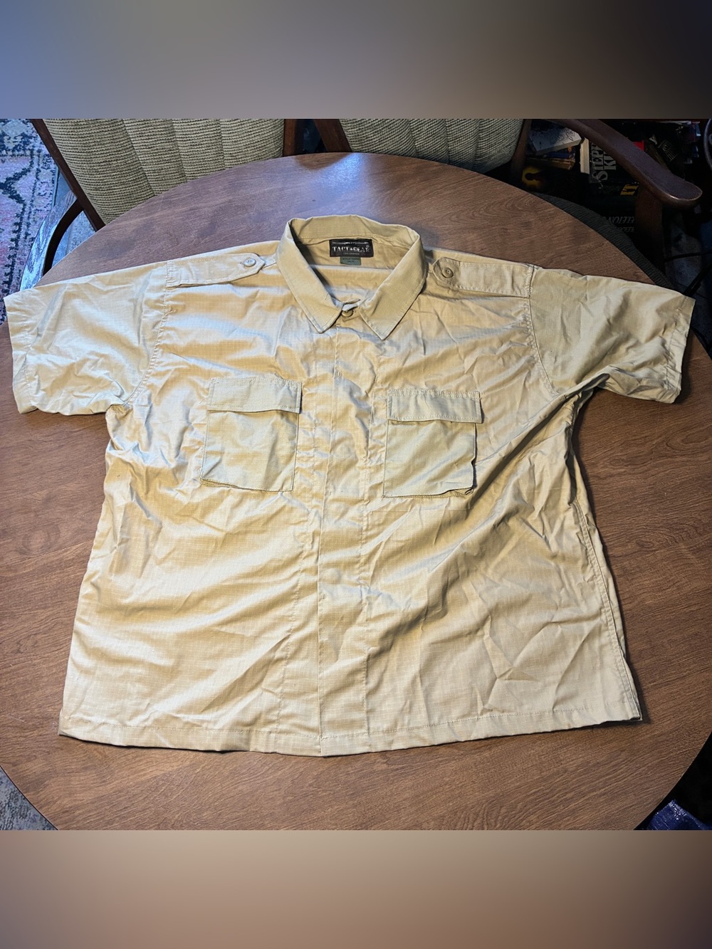Tact Gear Mens Shirt 3XL Beige Cotton Blend Rip Stop Twill Shooting Button Up